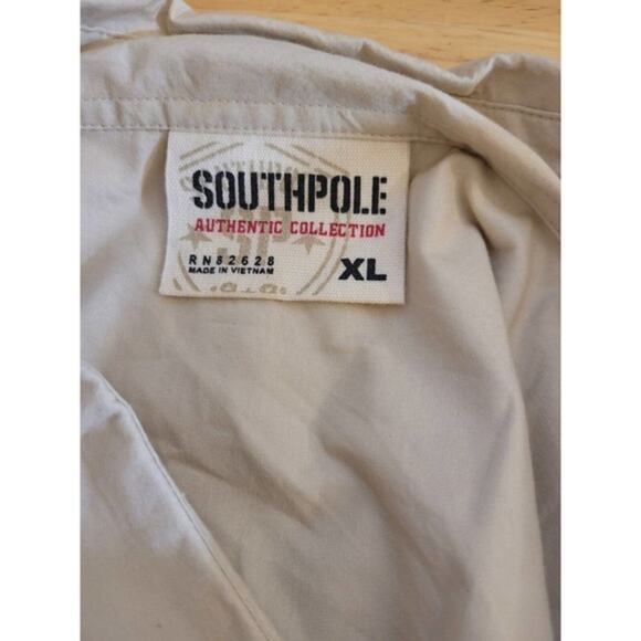 Southpole Shirt Mens XL Extra Large Ivory Button Up Short Sleeve Hip Hop Casual - Picture 16 of 16